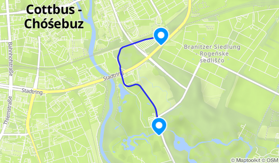 Kartenausschnitt Parkeisenbahn Cottbus